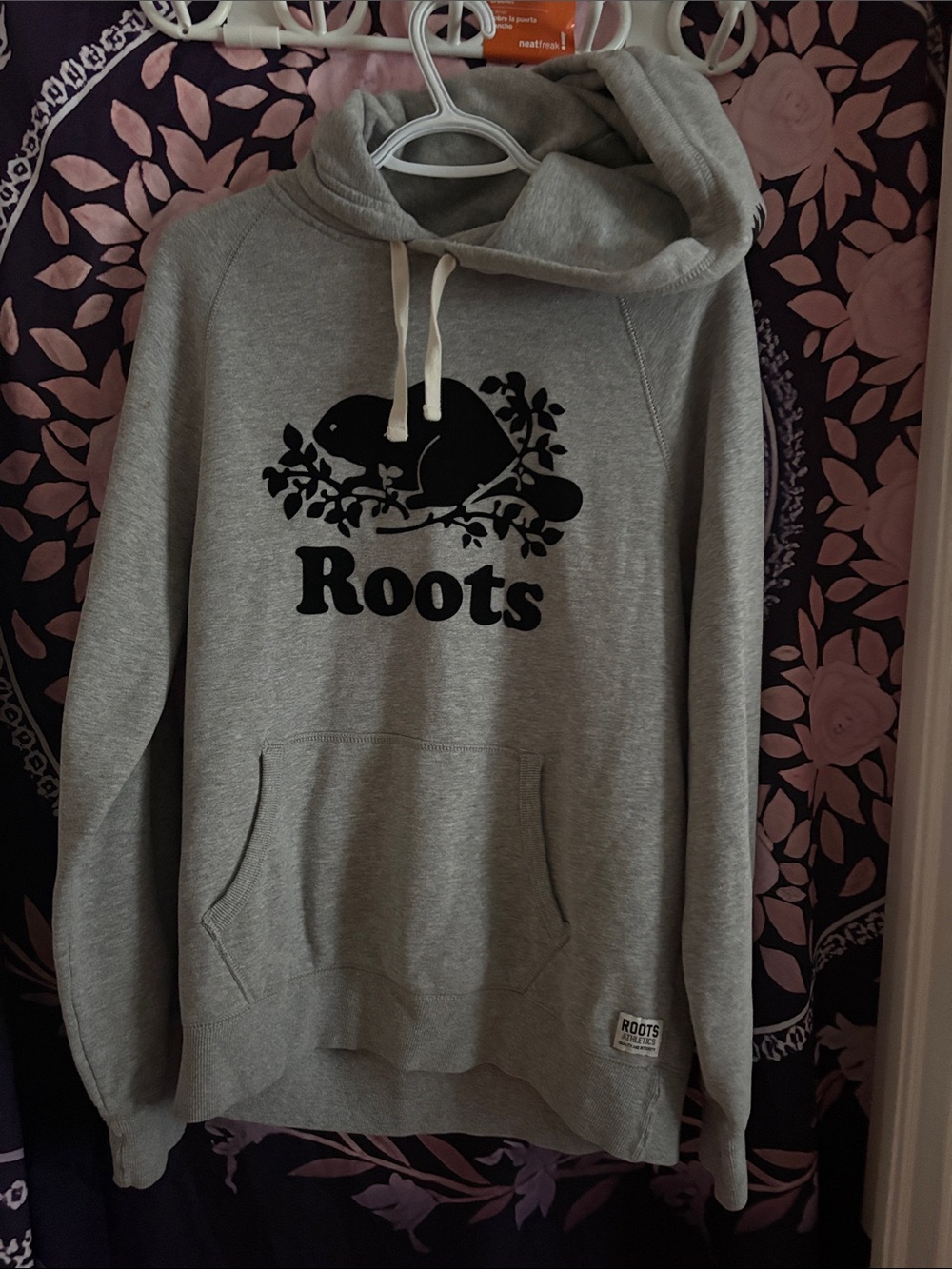 Roots Light Gray Hoodie with Black Beaver Logo